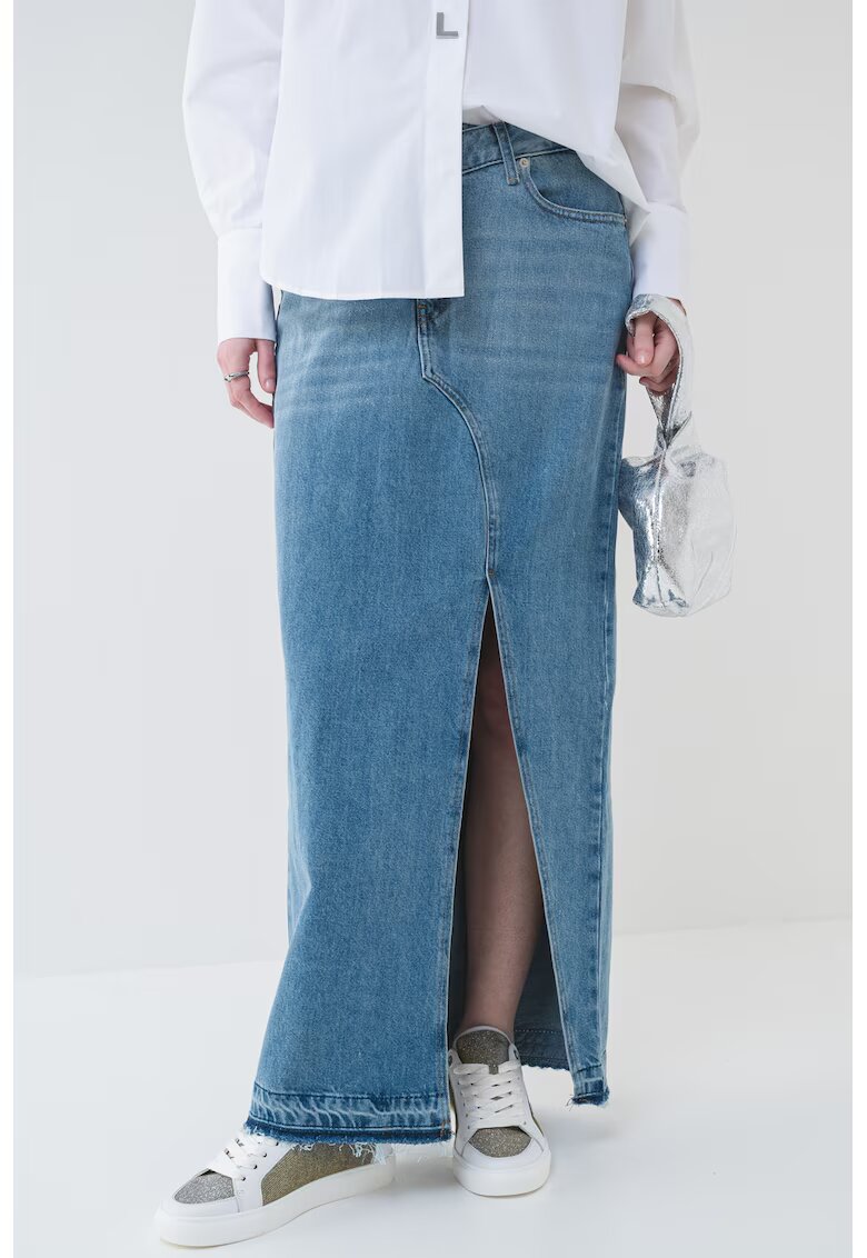Karl Lagerfeld Jeans Fusta midi de denim - Albastru deschis melange