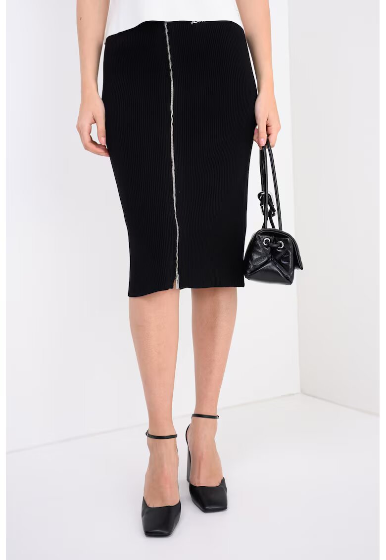 Karl Lagerfeld Jeans Fusta midi tricotata - Alb/Negru