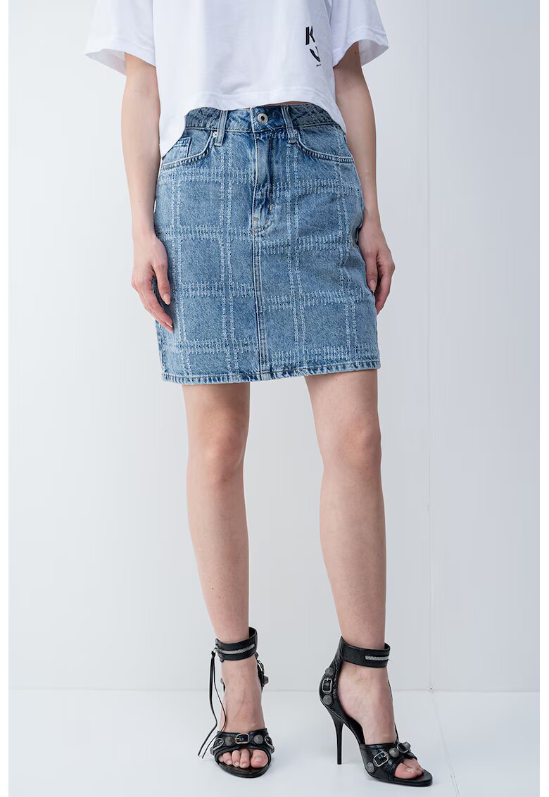 Karl Lagerfeld Jeans Fusta mini de denim - Albastru deschis melange