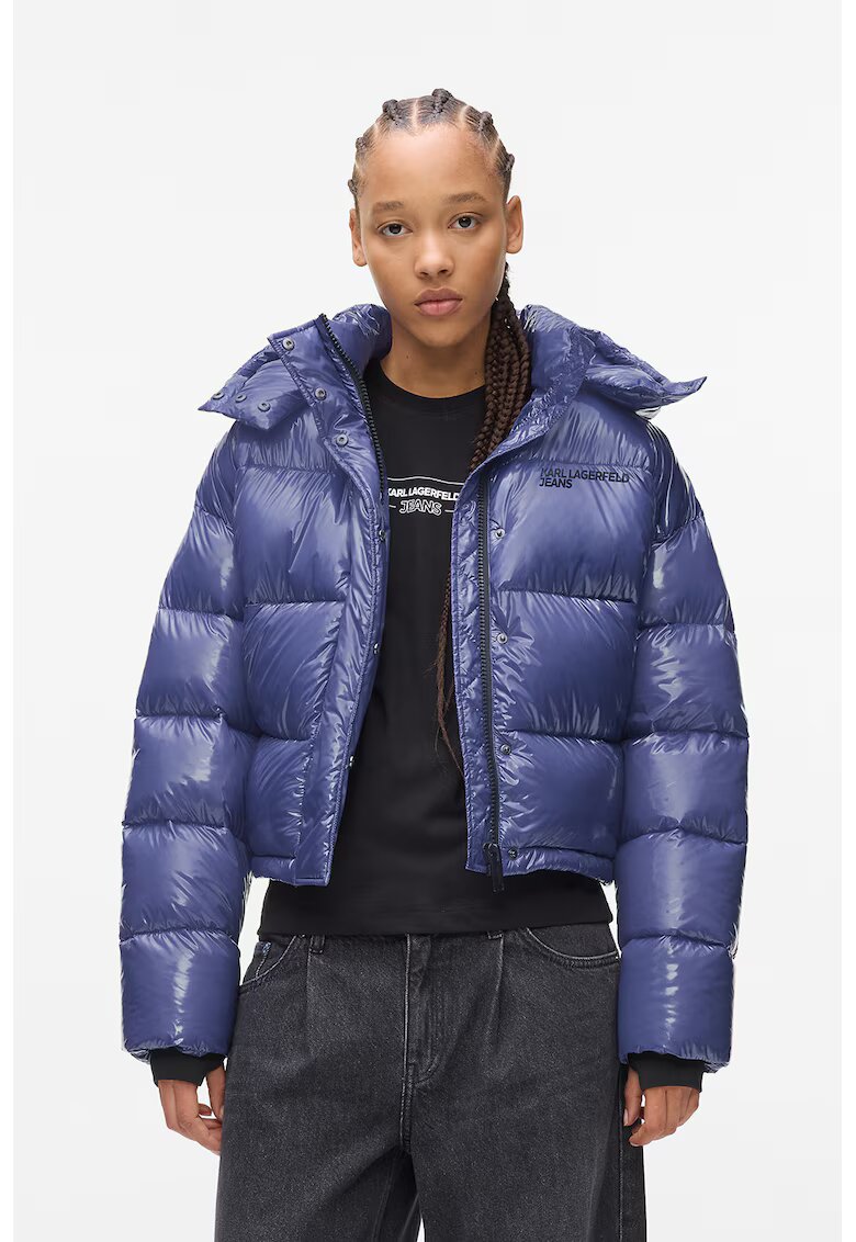 Karl Lagerfeld Jeans Geaca crop matlasata - Albastru indigo