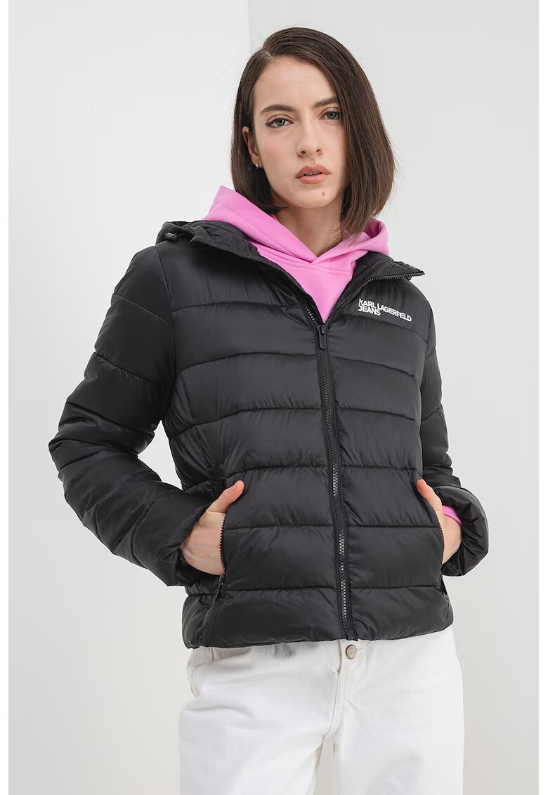Karl Lagerfeld Jeans Geaca matlasata cu buzunare laterale - Negru