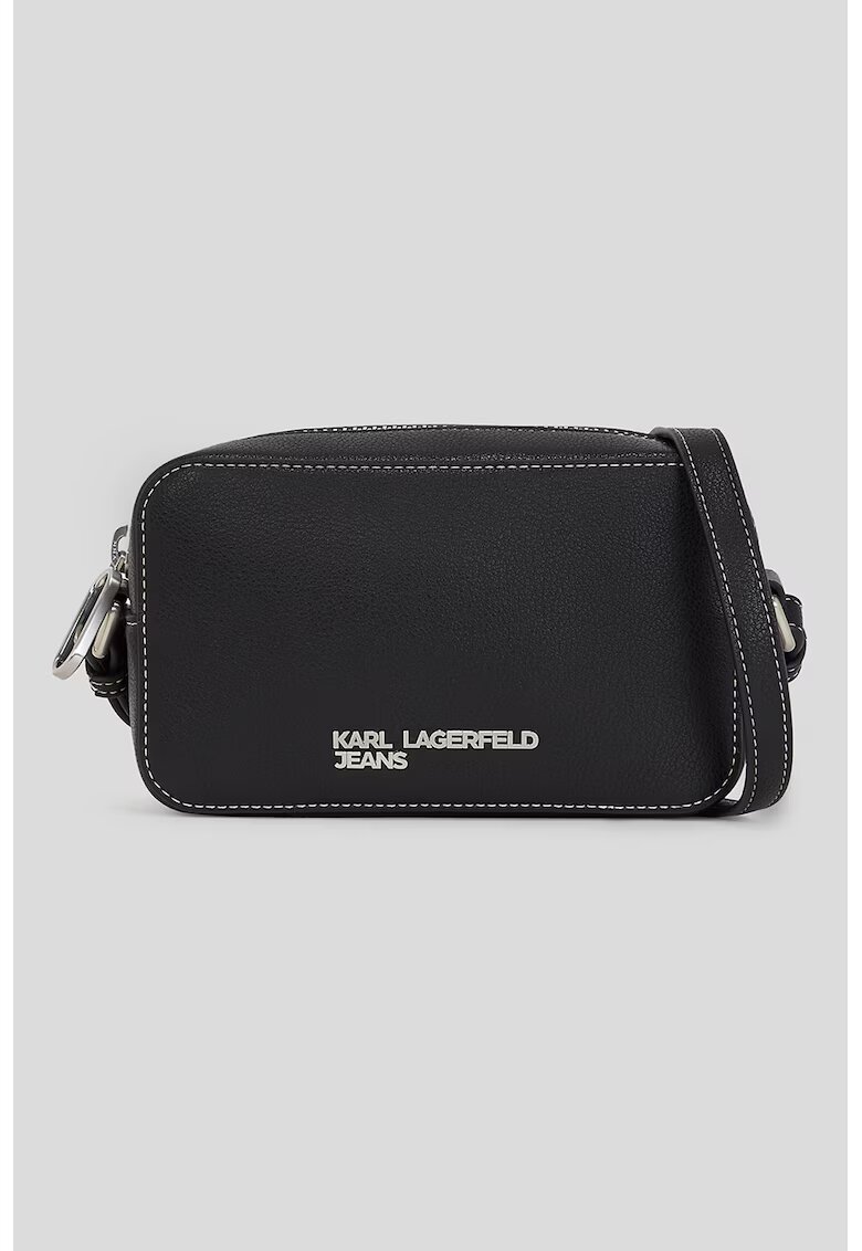 Karl Lagerfeld Jeans Geanta crossbody de piele ecologica cu logo metalic - Negru