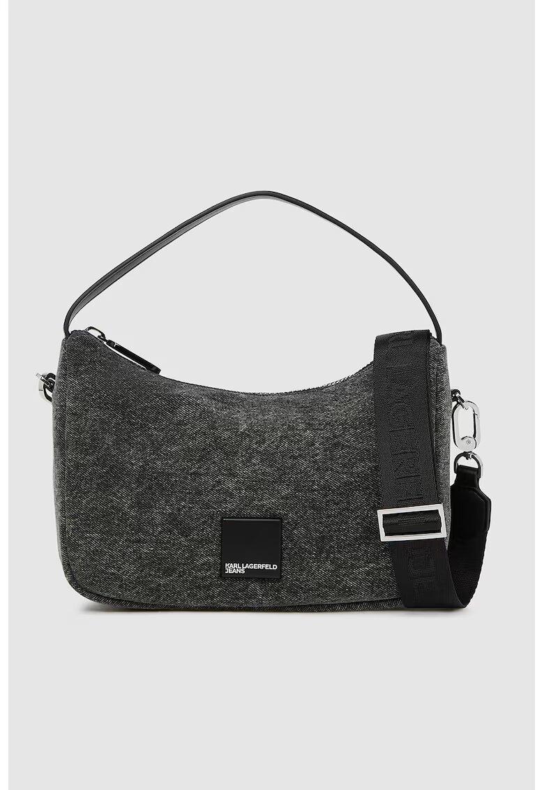 Karl Lagerfeld Jeans Geanta de umar cu bareta ajustabila - Negru stins/Alb murdar