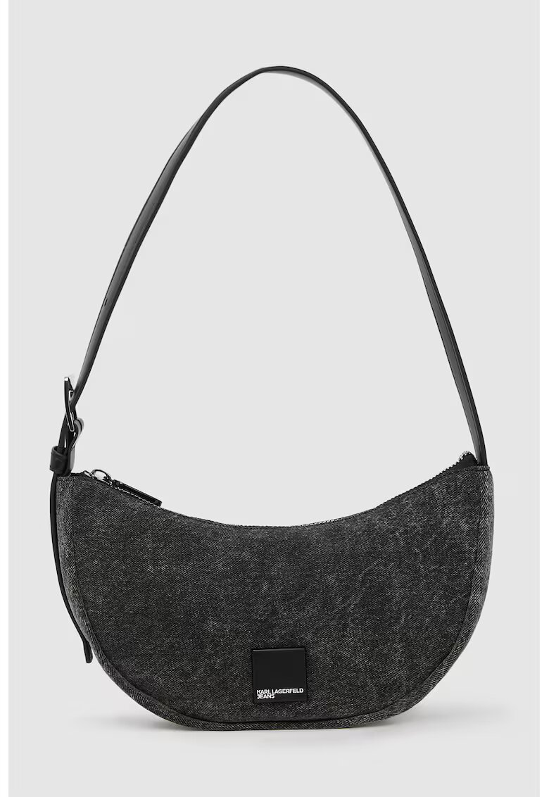Karl Lagerfeld Jeans Geanta semi-luna de umar - Negru stins/Alb murdar