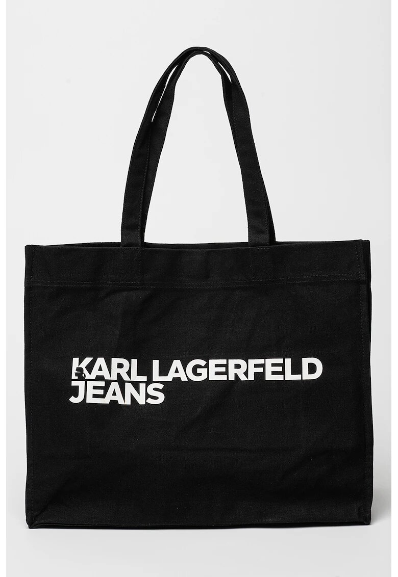 Karl Lagerfeld Jeans Geanta shopper de bumbac - Negru/Alb optic