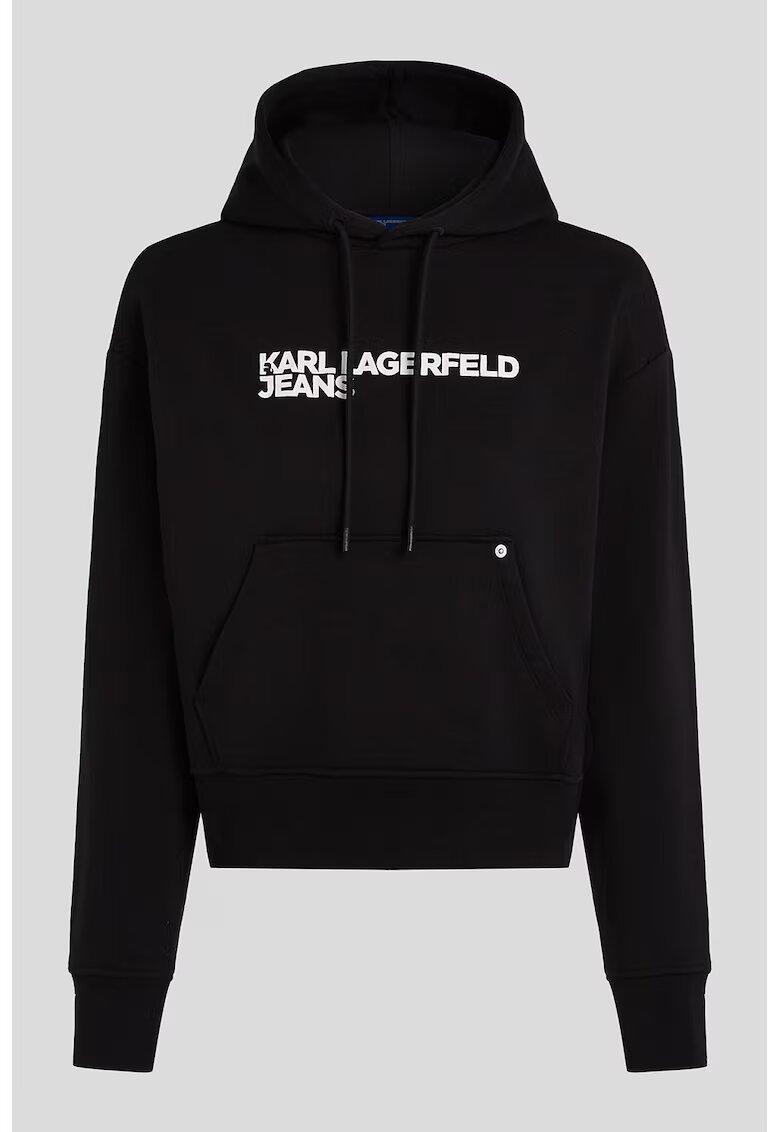 Karl Lagerfeld Jeans Hanorac din amestec de bumbac organic cu imprimeu logo - Negru