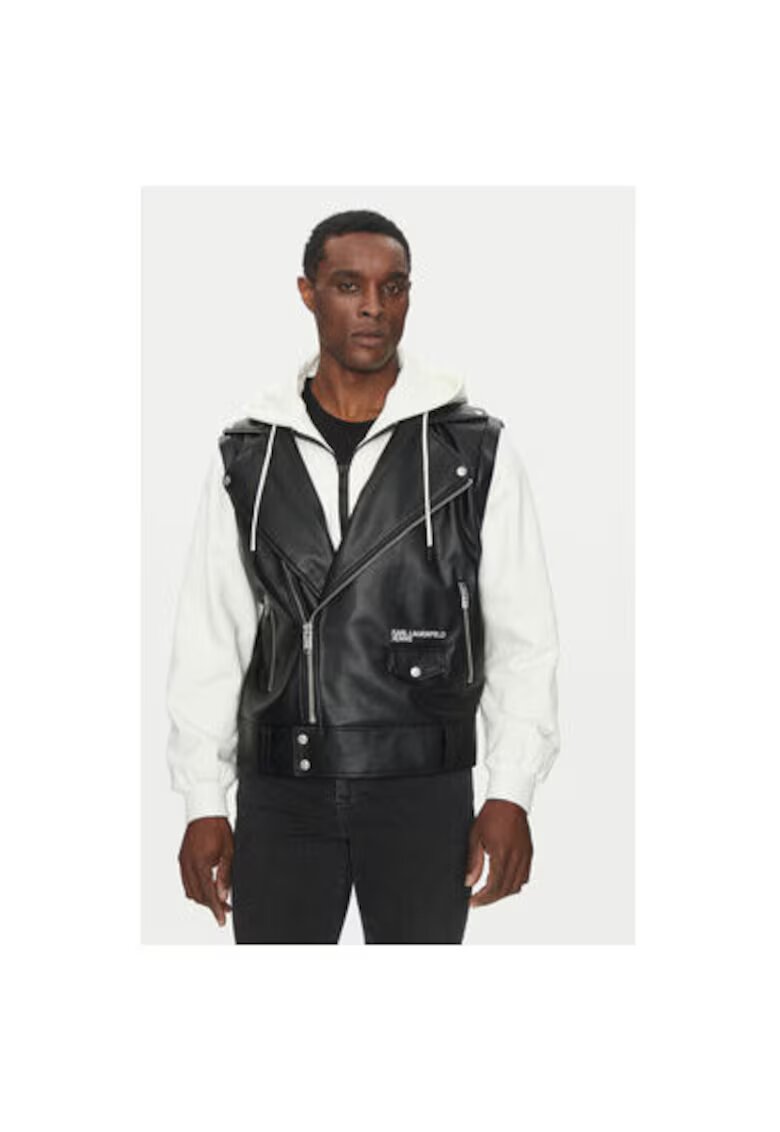 Karl Lagerfeld Jeans Jacheta barbati A1M15005 - Piele sintetica - M INTL - Negru