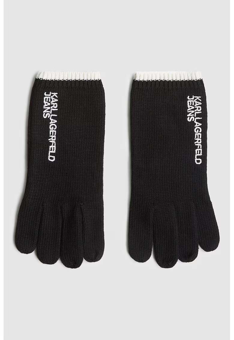 Karl Lagerfeld Jeans Manusi din tricot cu broderie - Negru/Alb optic