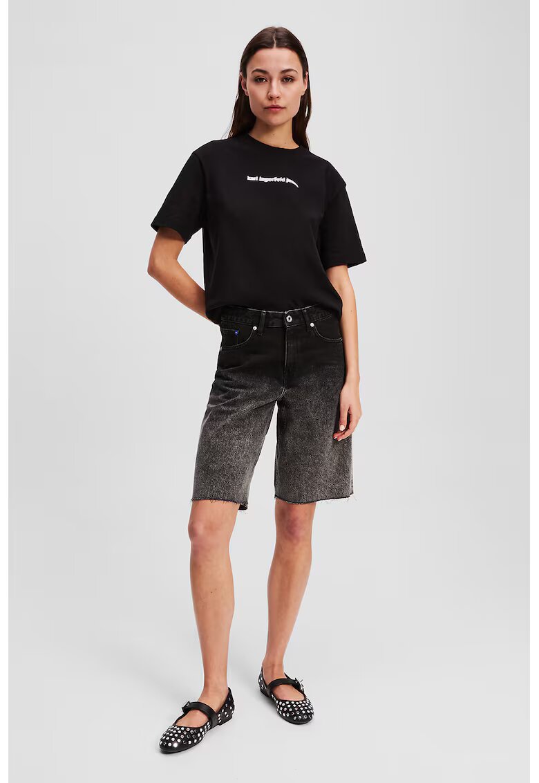 Karl Lagerfeld Jeans Pantaloni scurti din denim cu aspect decolorat - Negru