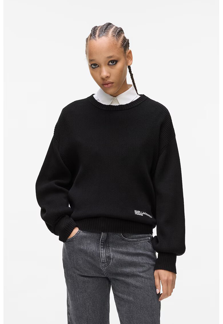 Karl Lagerfeld Jeans Pulover cu maneci bishop - Negru