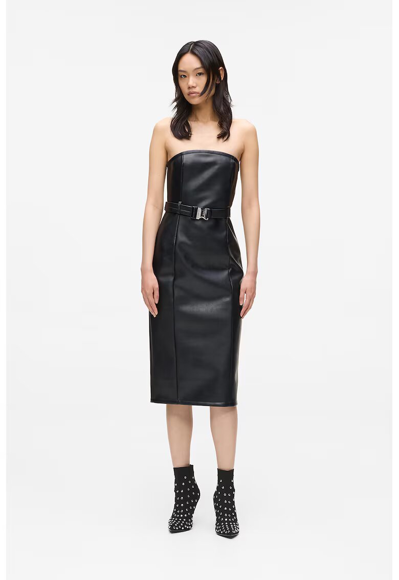 Karl Lagerfeld Jeans Rochie din piele ecologica fara bretele - Negru