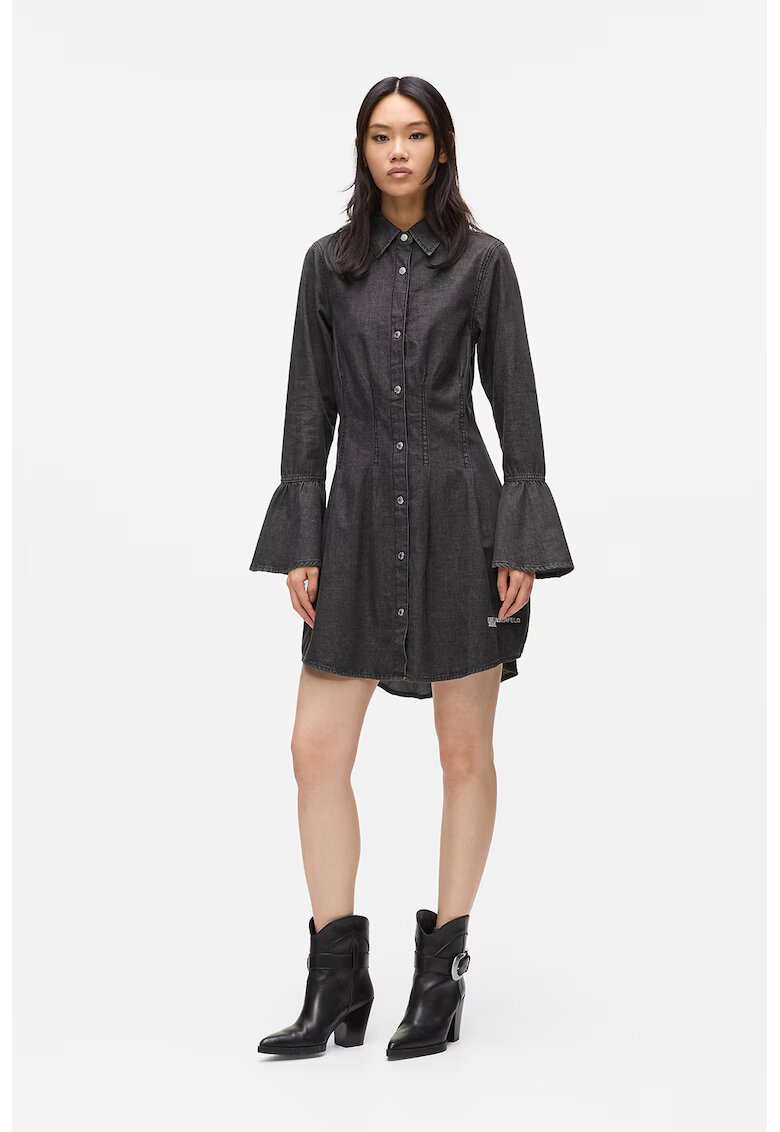 Karl Lagerfeld Jeans Rochie evazata din denim - Gri antracit