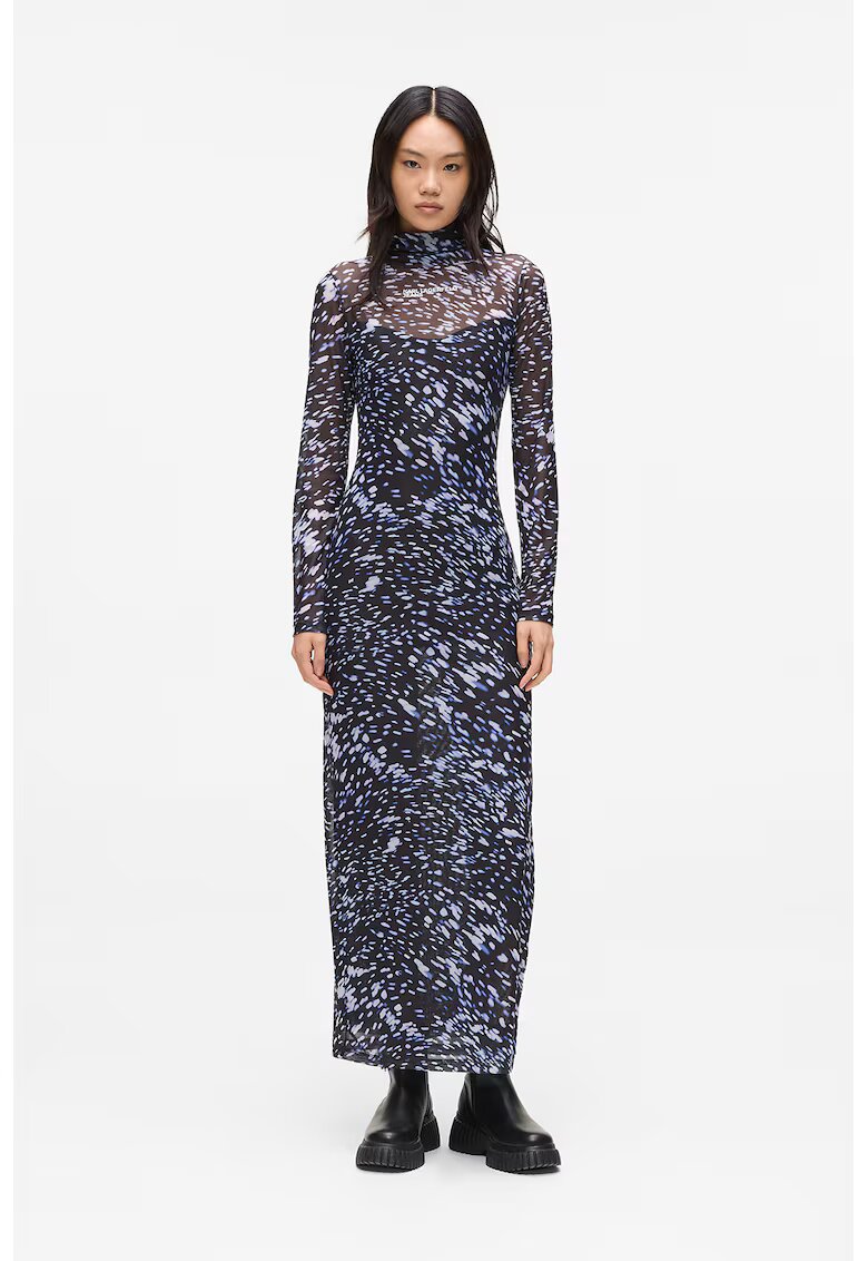 Karl Lagerfeld Jeans Rochie maxi transparenta - Alb/Albastru