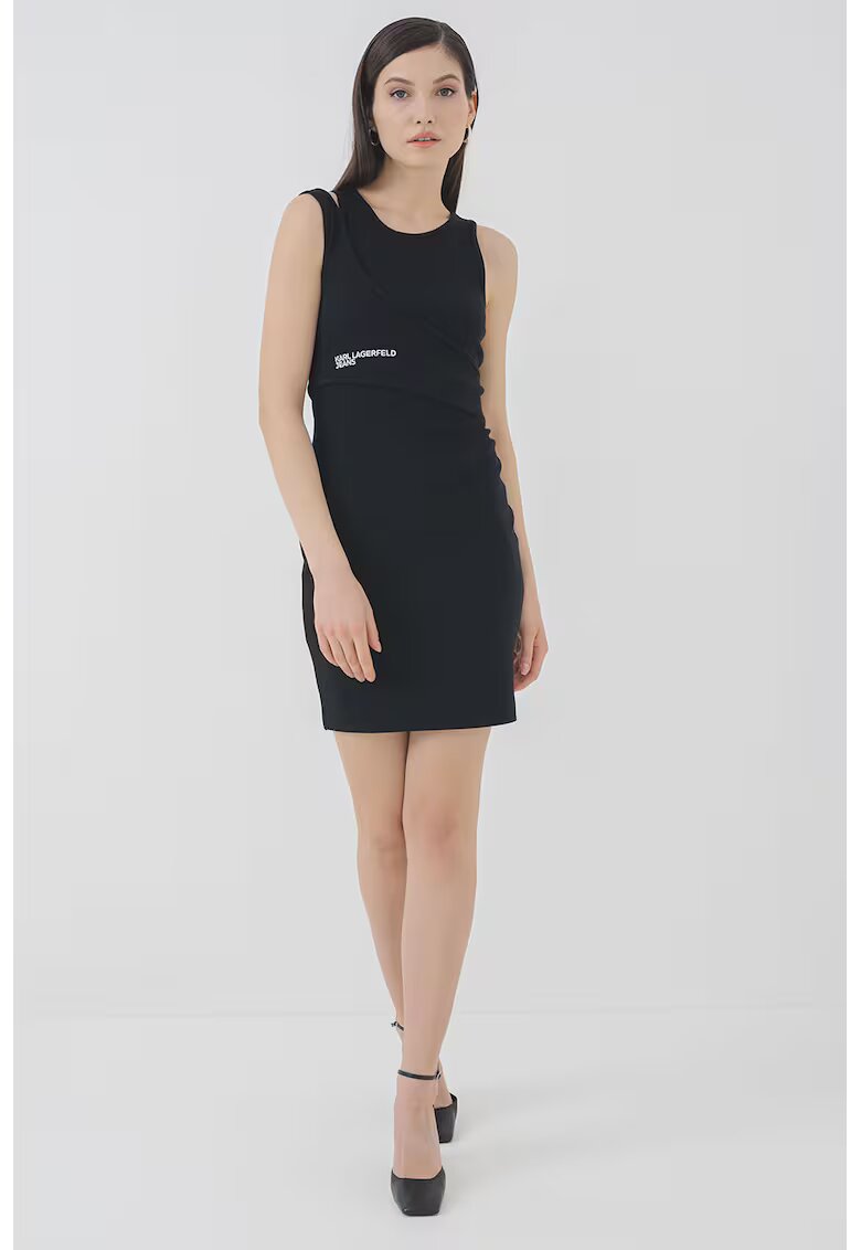 Karl Lagerfeld Jeans Rochie mini cambrata cu logo - Negru