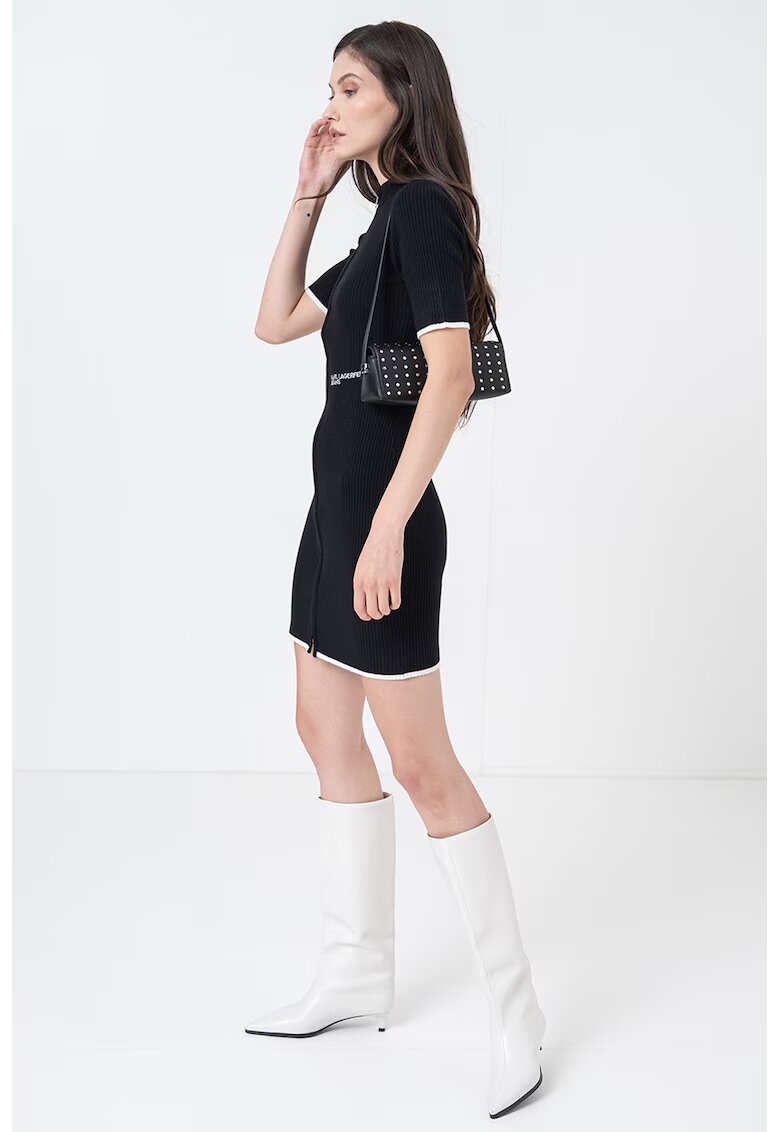 Karl Lagerfeld Jeans Rochie scurta cu striatii si fermoar - Negru