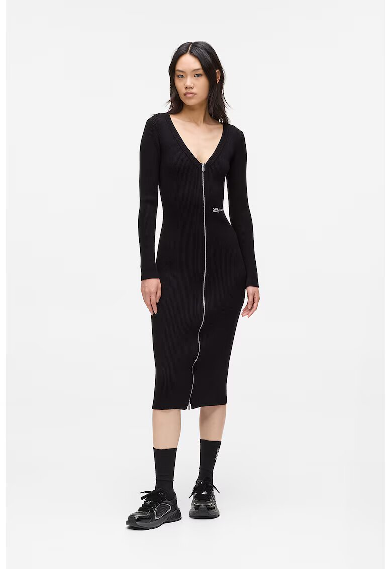 Karl Lagerfeld Jeans Rochie tricotata fin cu croiala bodycon - Negru