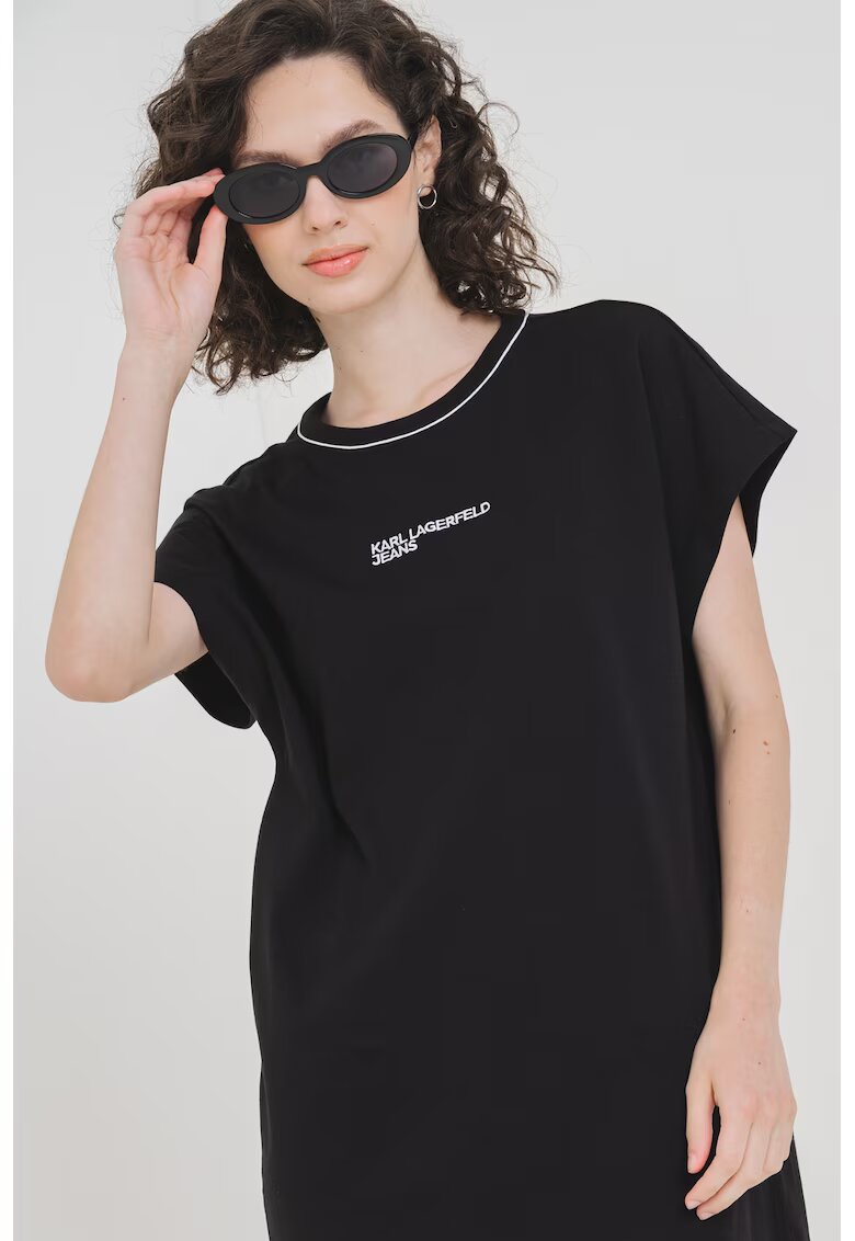 Karl Lagerfeld Jeans Rochie -tricou de bumbac organic - Negru