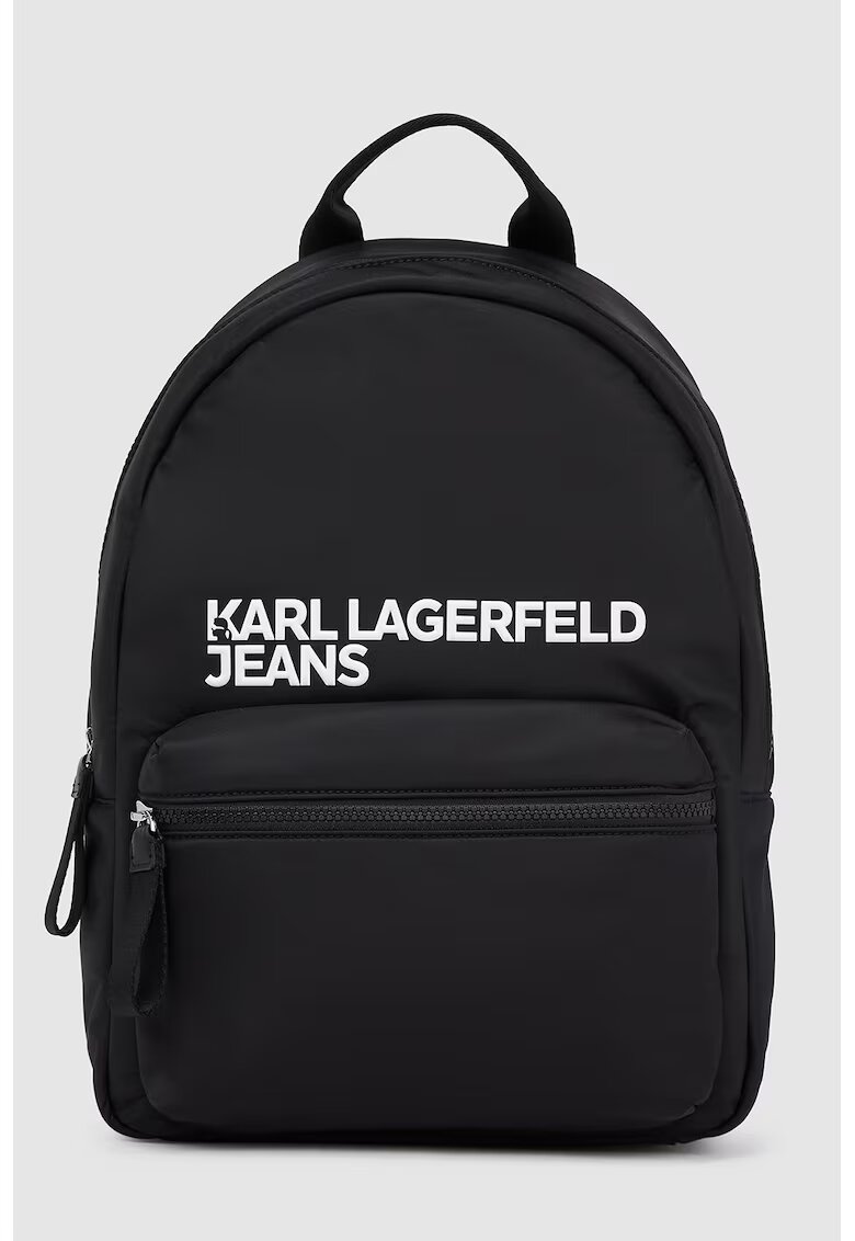 Karl Lagerfeld Jeans Rucsac cu buzunar exterior si imprimeu logo - Alb/Negru
