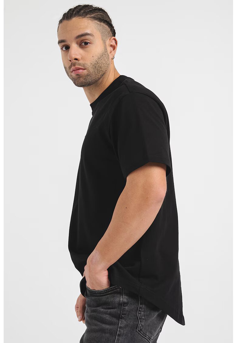 Karl Lagerfeld Jeans Tricou de bumbac organic cu terminatie rotunjita - Negru