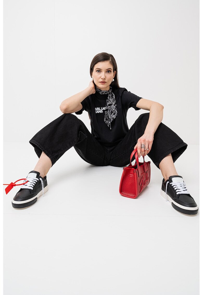 Karl Lagerfeld Jeans Tricou regular fit din bumbac organic - Negru