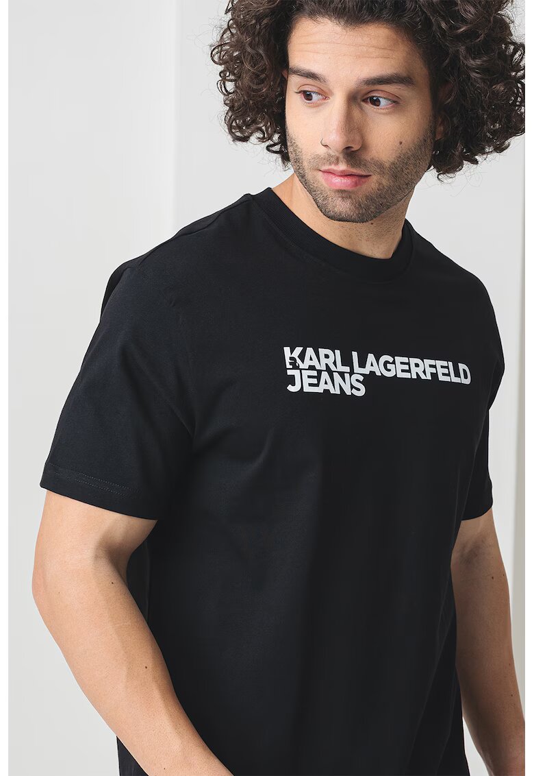 Karl Lagerfeld Jeans Tricou regular fit din bumbac organic - Negru