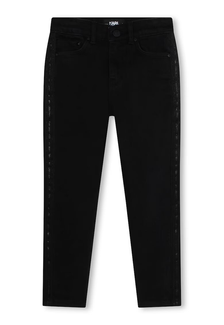 KARL LAGERFELD KIDS Blugi cu benzi laterale cu logo - Negru