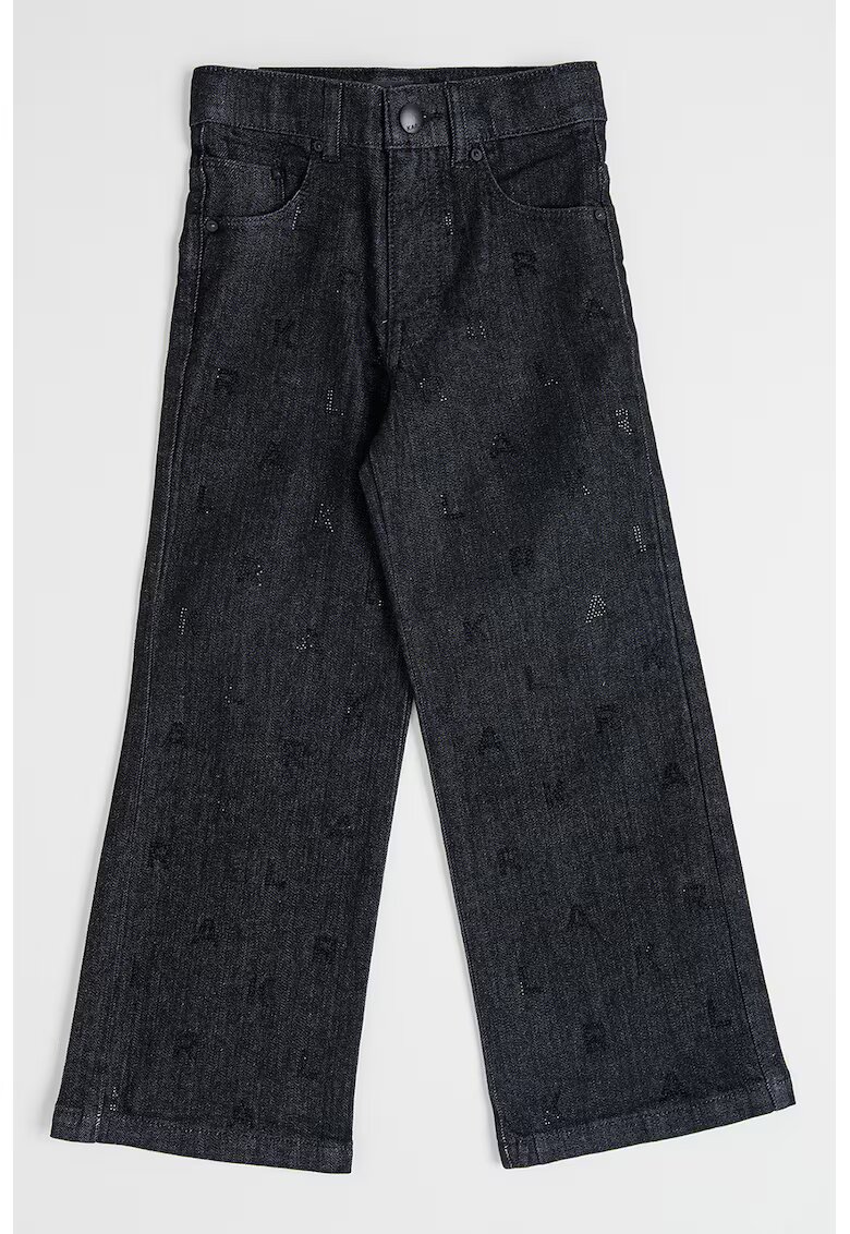 KARL LAGERFELD KIDS Blugi cu talie inalta si croiala ampla - Negru stins