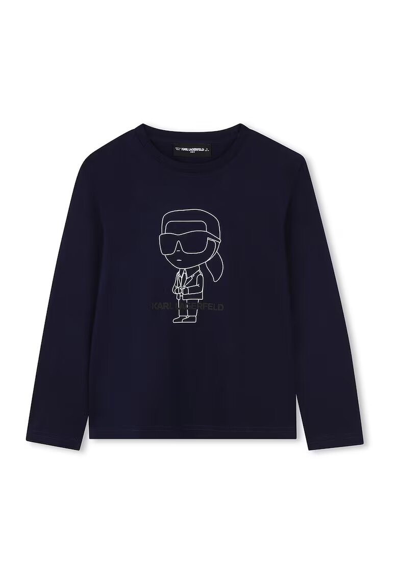 KARL LAGERFELD KIDS Bluza cu decolteu la baza gatului si imprimeu logo - Alb/Negru