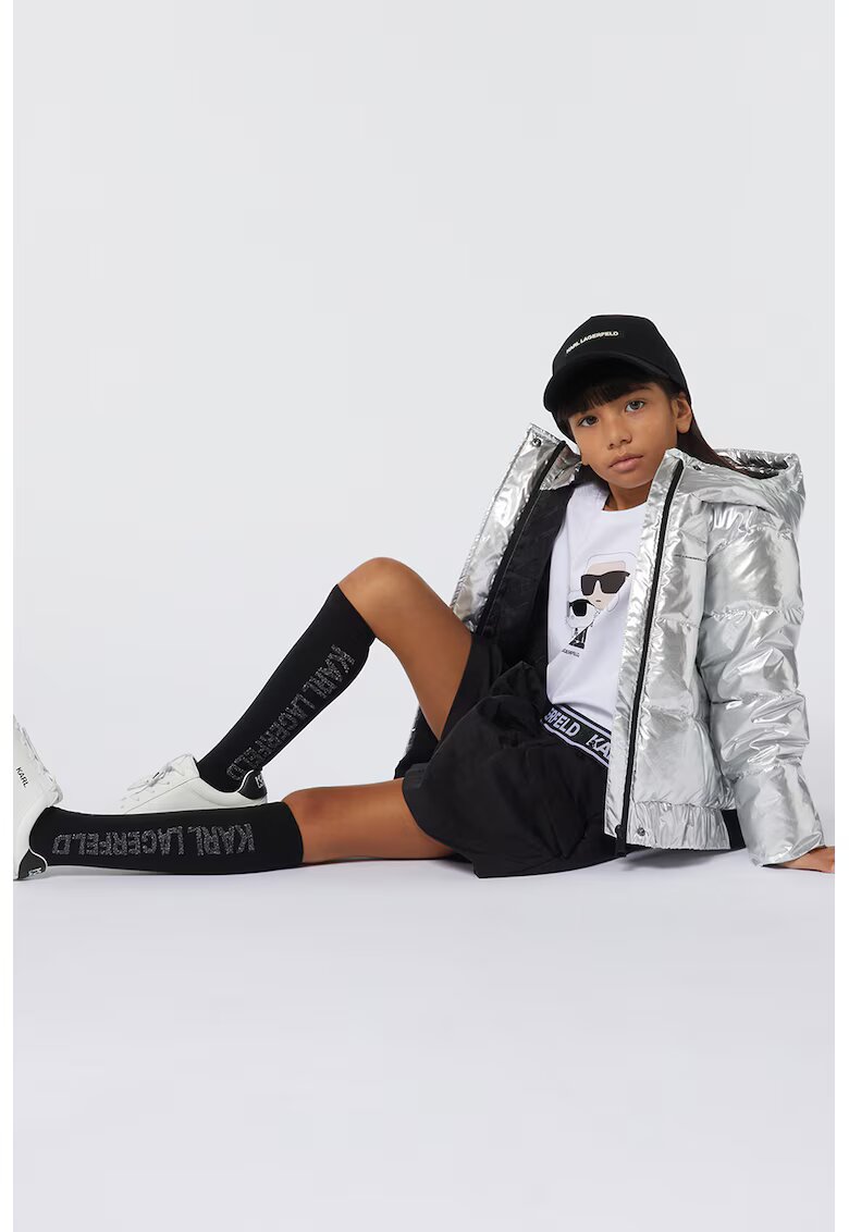 KARL LAGERFELD KIDS Bluza cu logo - Alb/Negru stins