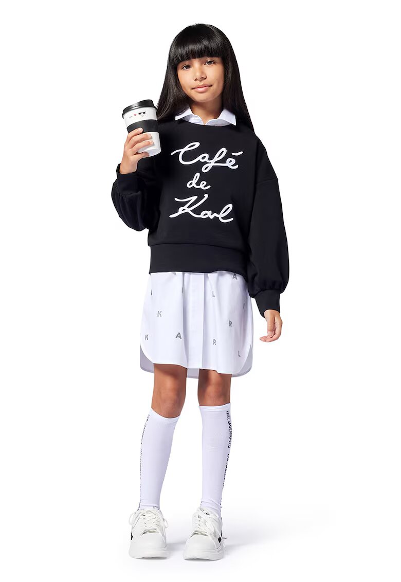 KARL LAGERFELD KIDS Bluza de trening cu imprimeu logo - Alb/Negru
