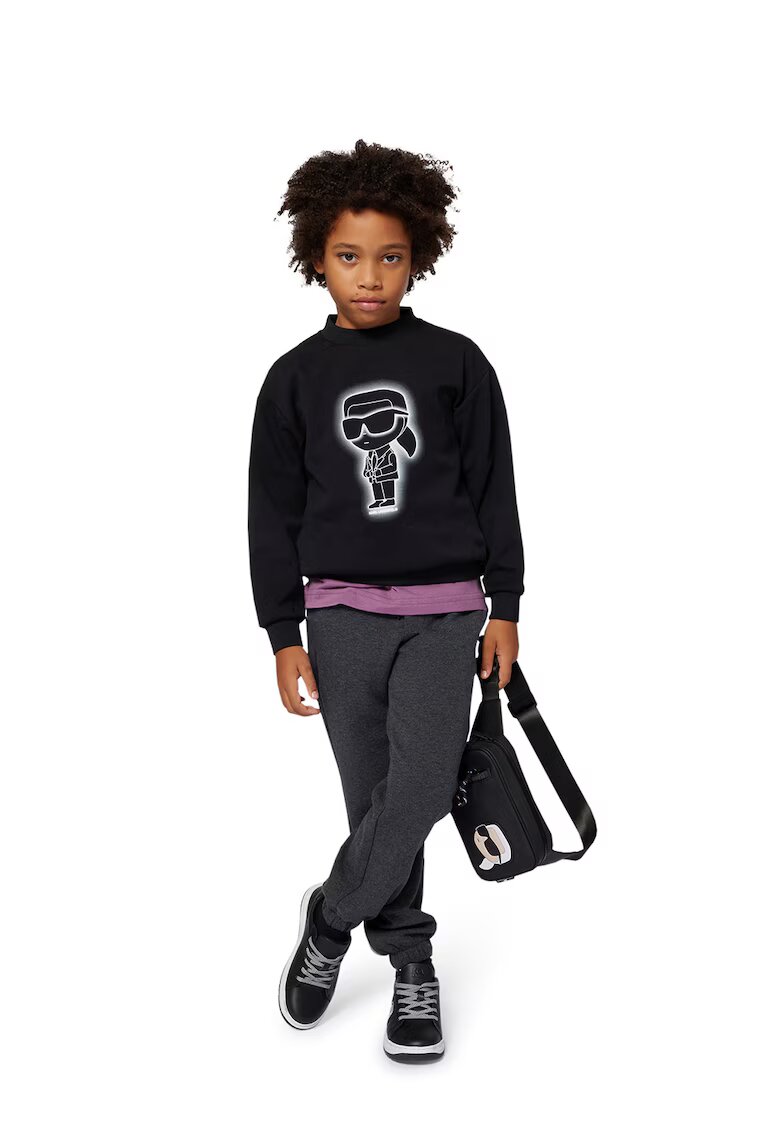 KARL LAGERFELD KIDS Bluza de trening cu imprimeu logo - Negru