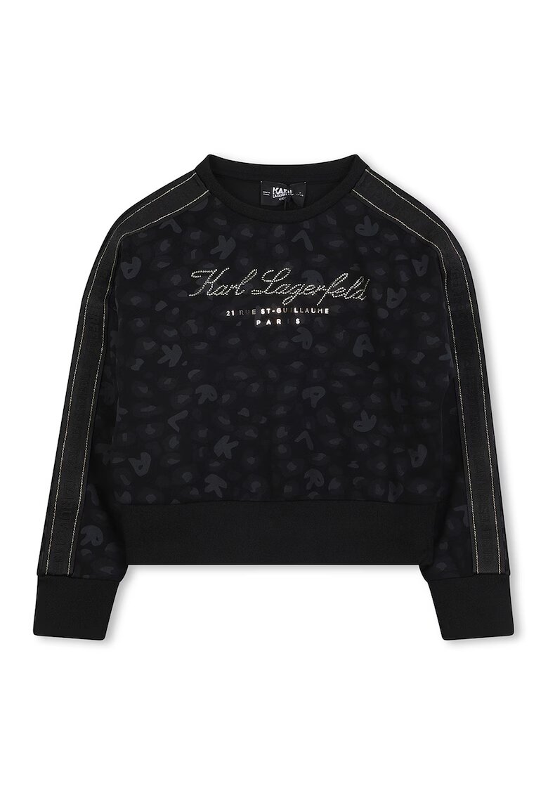 KARL LAGERFELD KIDS Bluza de trening cu logo - Negru/Gri inchis