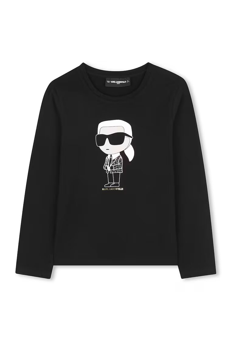 KARL LAGERFELD KIDS Bluza din amestec de bumbac cu imprimeu logo - Alb/Negru