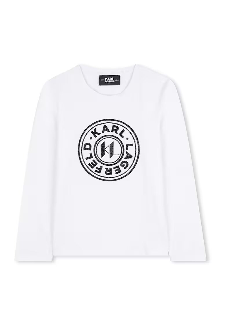 KARL LAGERFELD KIDS Bluza din bumbac si modal cu imprimeu logo - Negru/Alb murdar