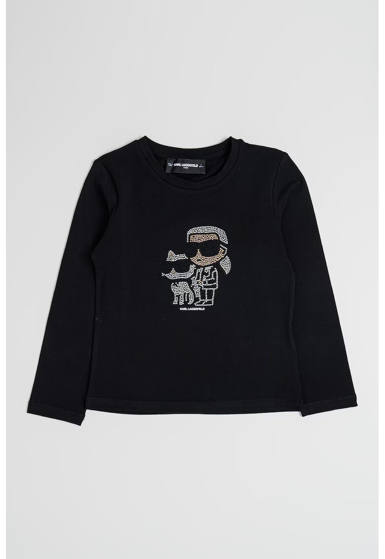 KARL LAGERFELD KIDS Bluza din bumbac si modal cu imprimeu logo - Negru/Transparent