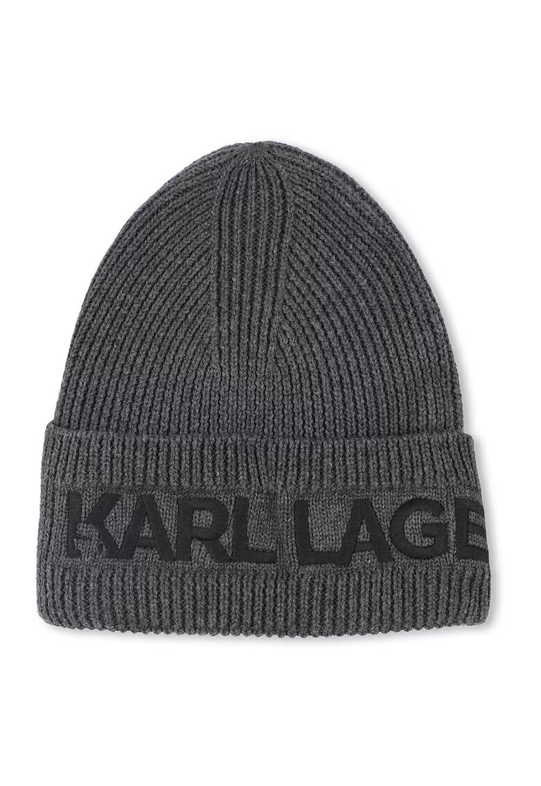 KARL LAGERFELD KIDS Caciula din amestec de bumbac cu logo - Negru/Gri inchis