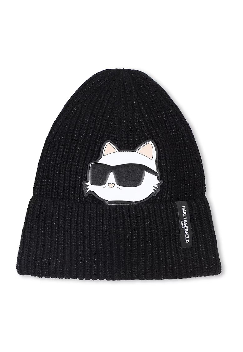 KARL LAGERFELD KIDS Caciula striata cu logo - Alb/Negru