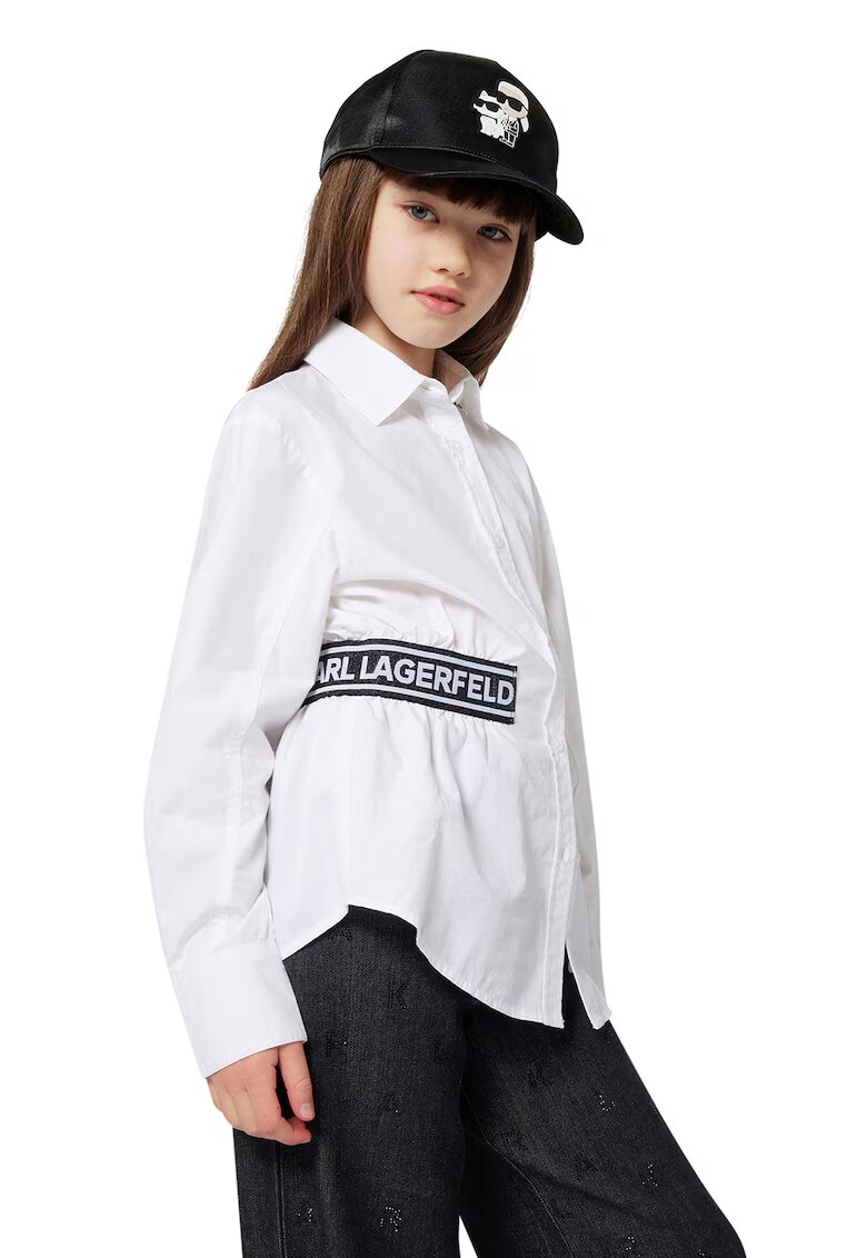 KARL LAGERFELD KIDS Camasa din bumbac cu logo - Negru/Alb optic
