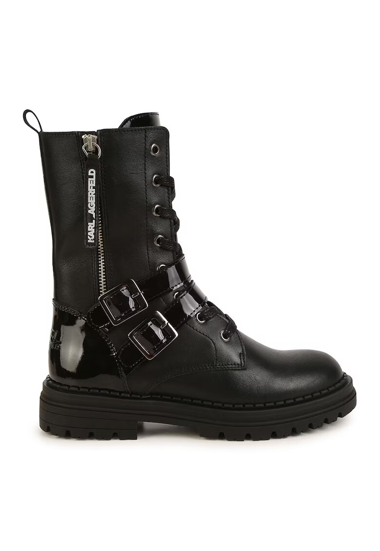 KARL LAGERFELD KIDS Cizme biker de piele - Negru