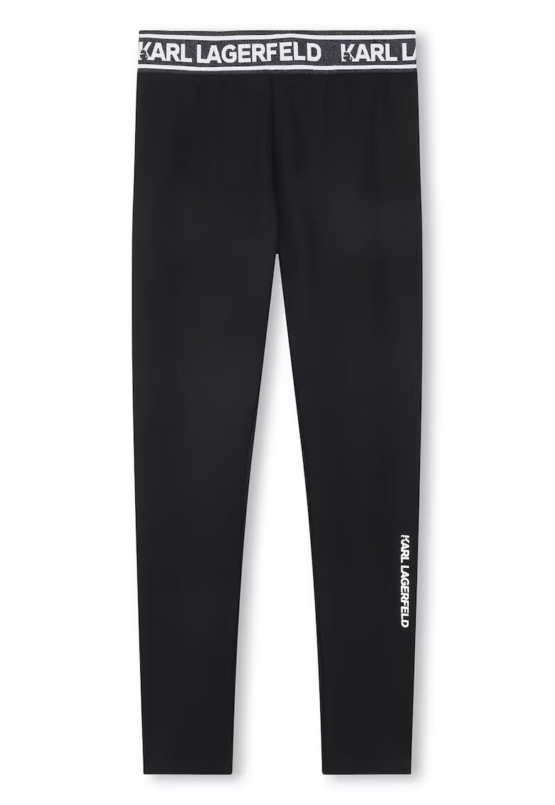 KARL LAGERFELD KIDS Colanti slim fit cu banda logo in talie - Negru/Alb optic