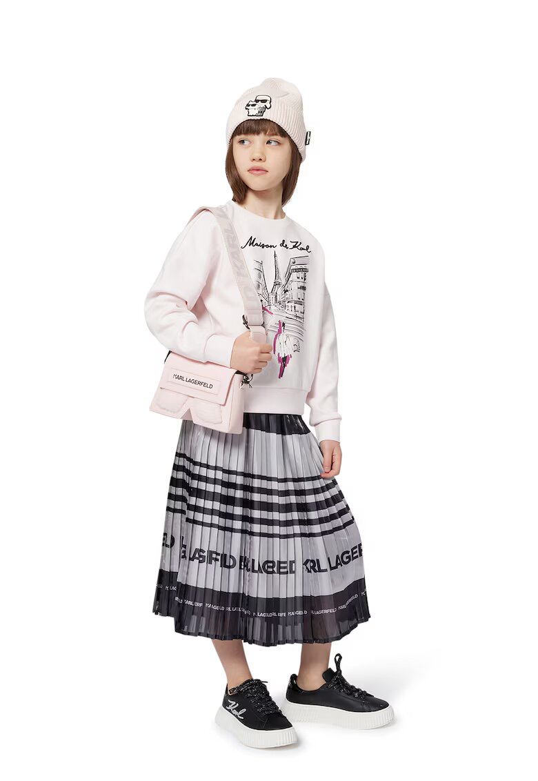 KARL LAGERFELD KIDS Fusta evazata cu imprimeu - Alb/Gri antracit