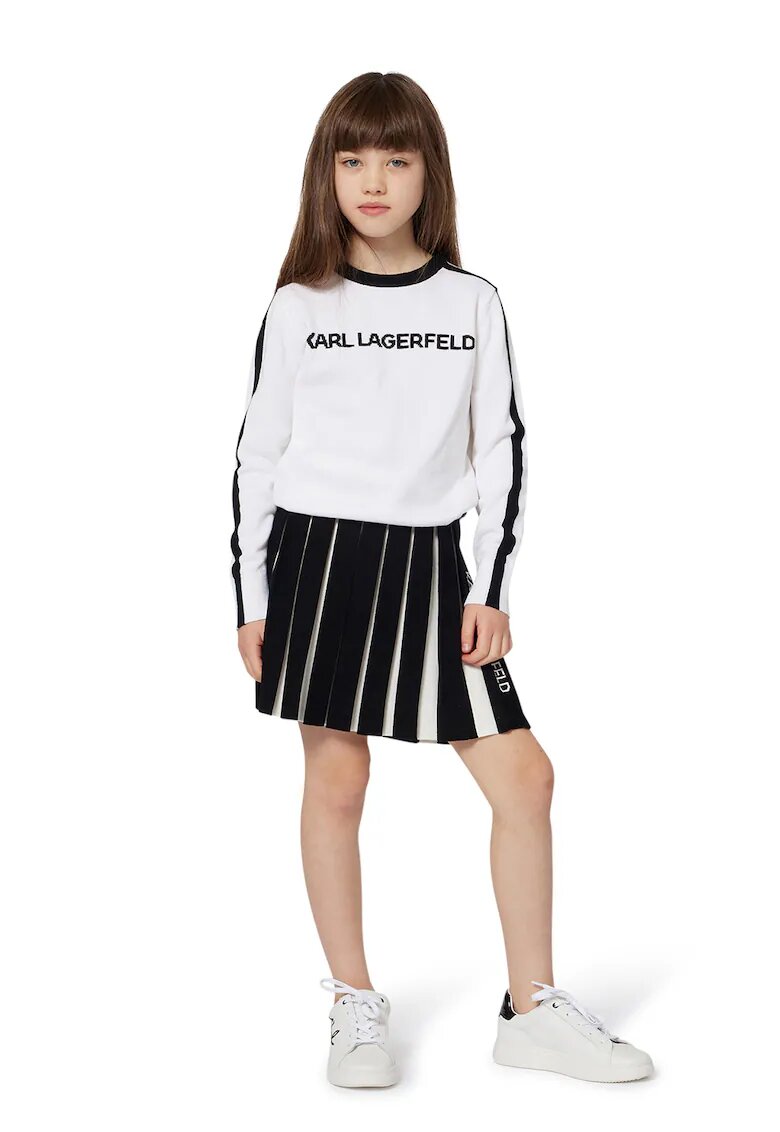 KARL LAGERFELD KIDS Fusta evazata cu logo - Alb/Negru