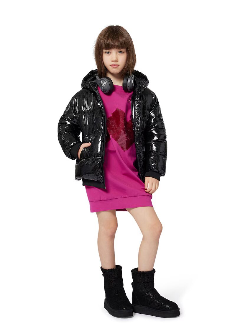 KARL LAGERFELD KIDS Geaca cu aspect lacuit - Negru