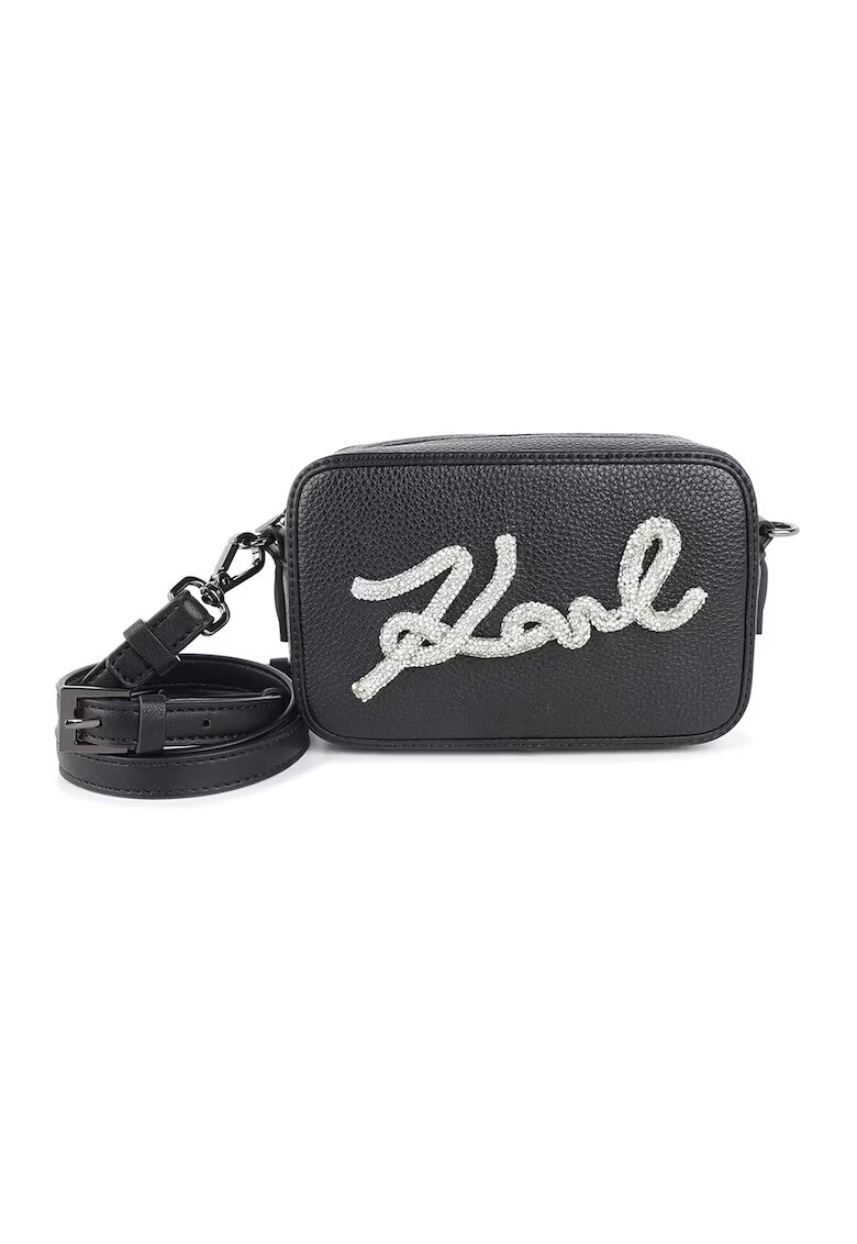 KARL LAGERFELD KIDS Geanta crossbody cu bareta detasabila - Alb/Gri antracit