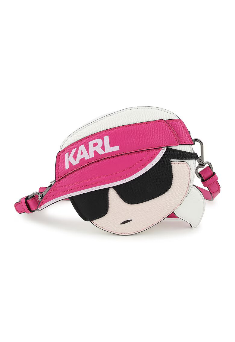 KARL LAGERFELD KIDS Geanta crossbody cu model logo - Alb murdar/Roz
