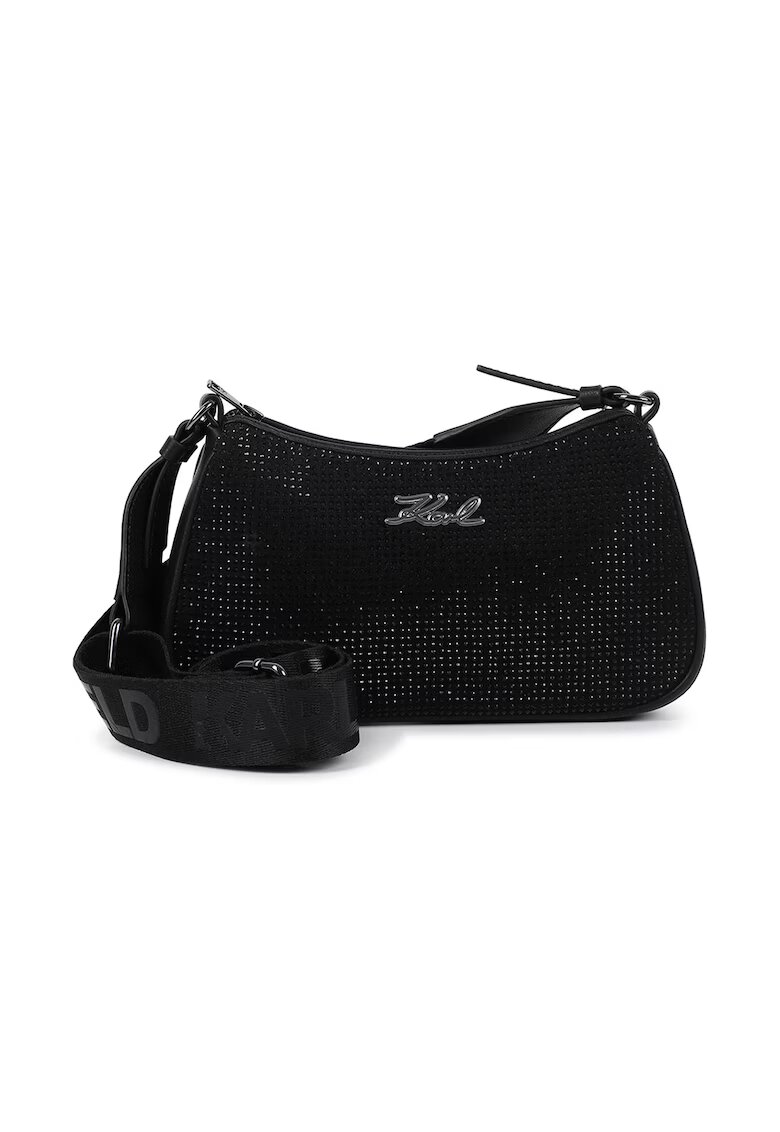 KARL LAGERFELD KIDS Geanta crossbody cu strasuri - Negru