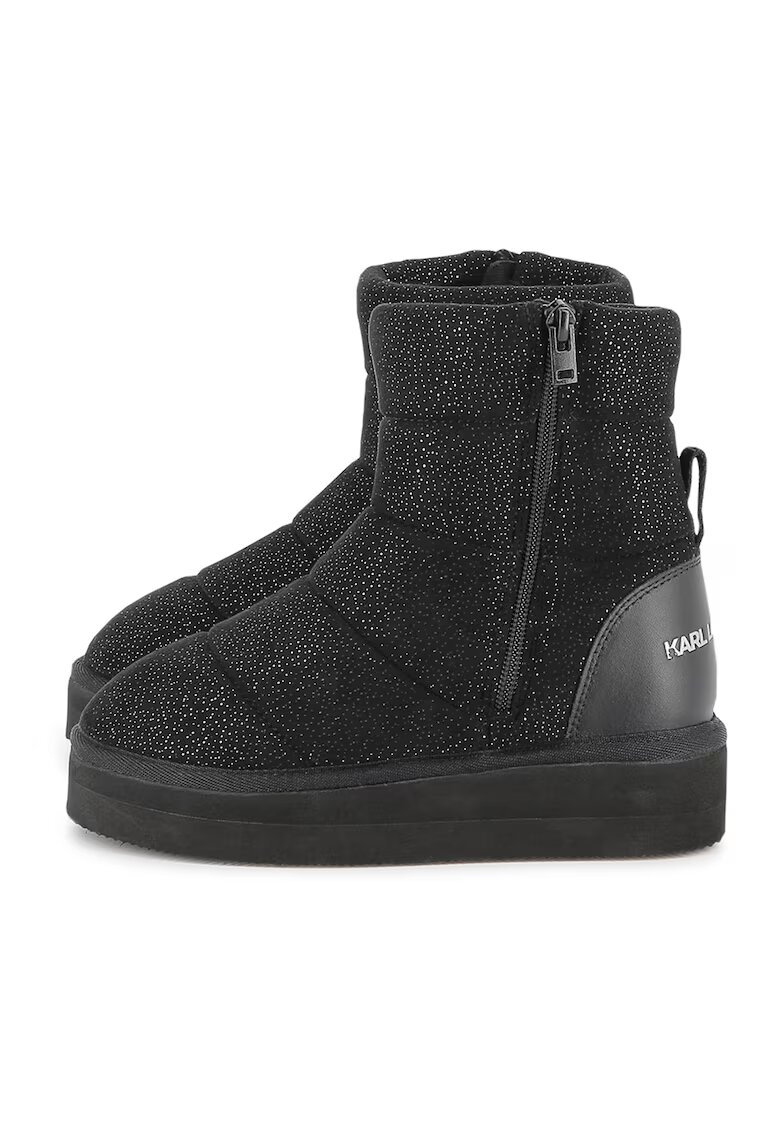 KARL LAGERFELD KIDS Ghete cu logo si fermoar - Negru/Argintiu
