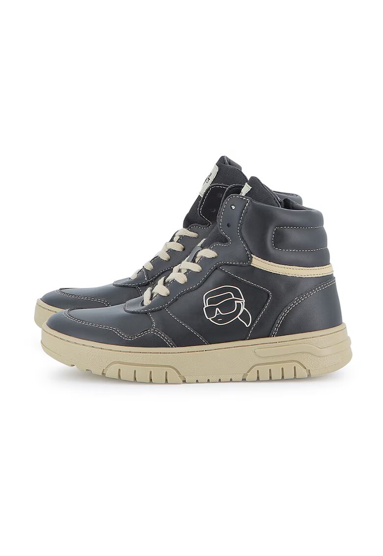 KARL LAGERFELD KIDS Ghete din piele cu logo - Gri carbune