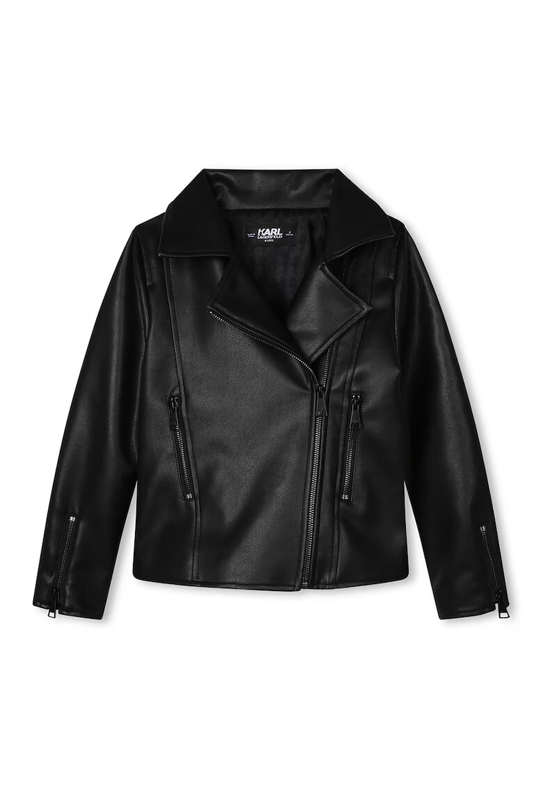 KARL LAGERFELD KIDS Jacheta biker de piele ecologica - Negru