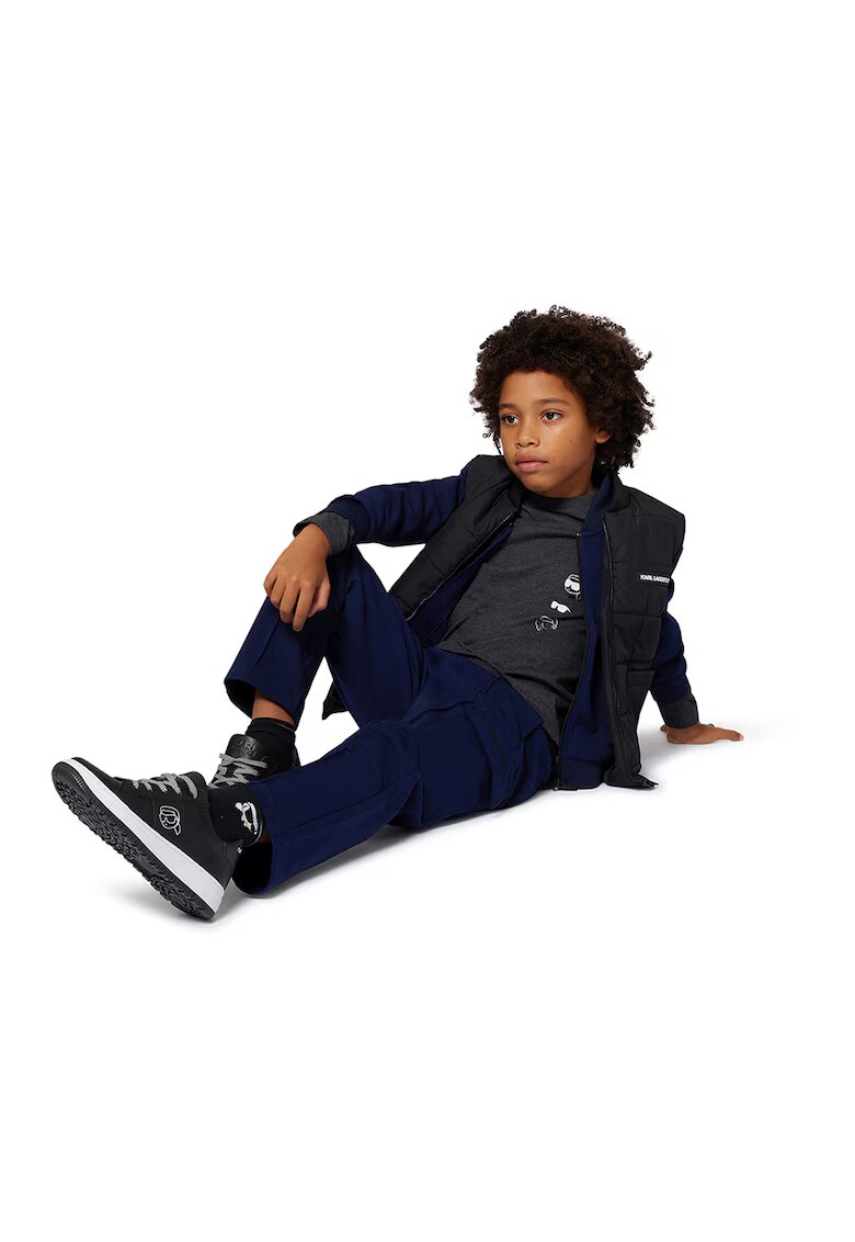 KARL LAGERFELD KIDS Jacheta bomber cu aplicatii logo - Albastru ultramarin